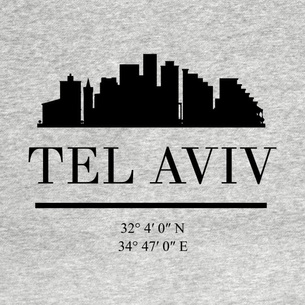 TEL AVIV ISRAEL BLACK SILHOUETTE SKYLINE ART by deificusArt